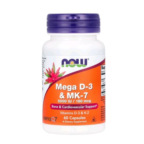 Mega D-3 et MK-7 5000UI/180mcg 60 Capsules - Vitamine D3 + K2 